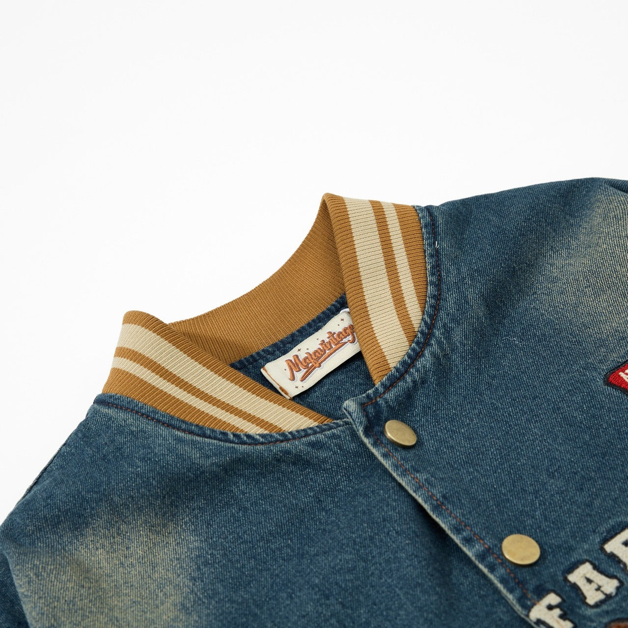 Retro Washed Embroidered Denim Baseball Jacket MW10303