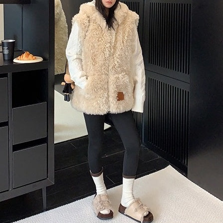 Fur Touch Loose Hooded Vest OS2063