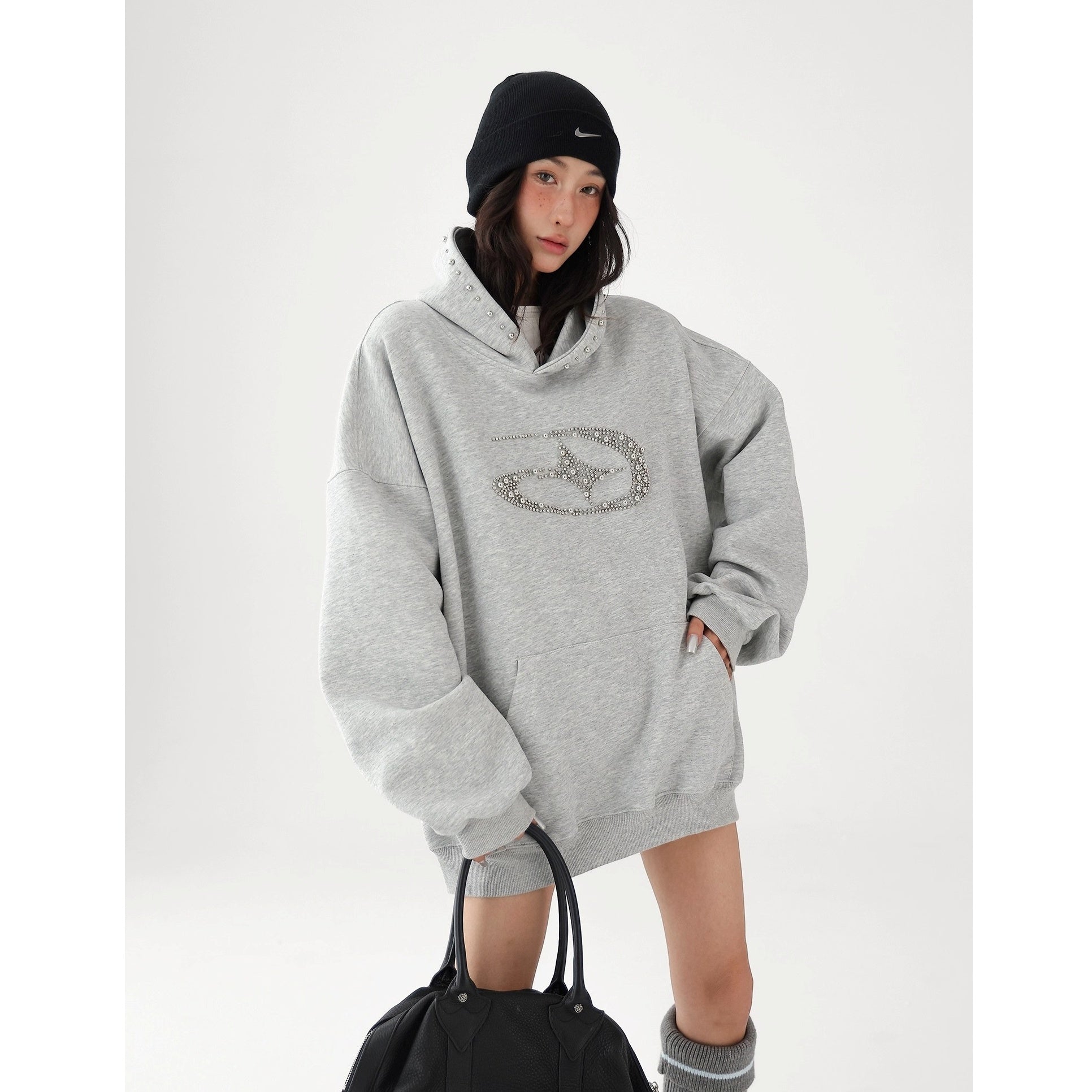 Bead Stitch Loose Sweat Hoodie AC7015