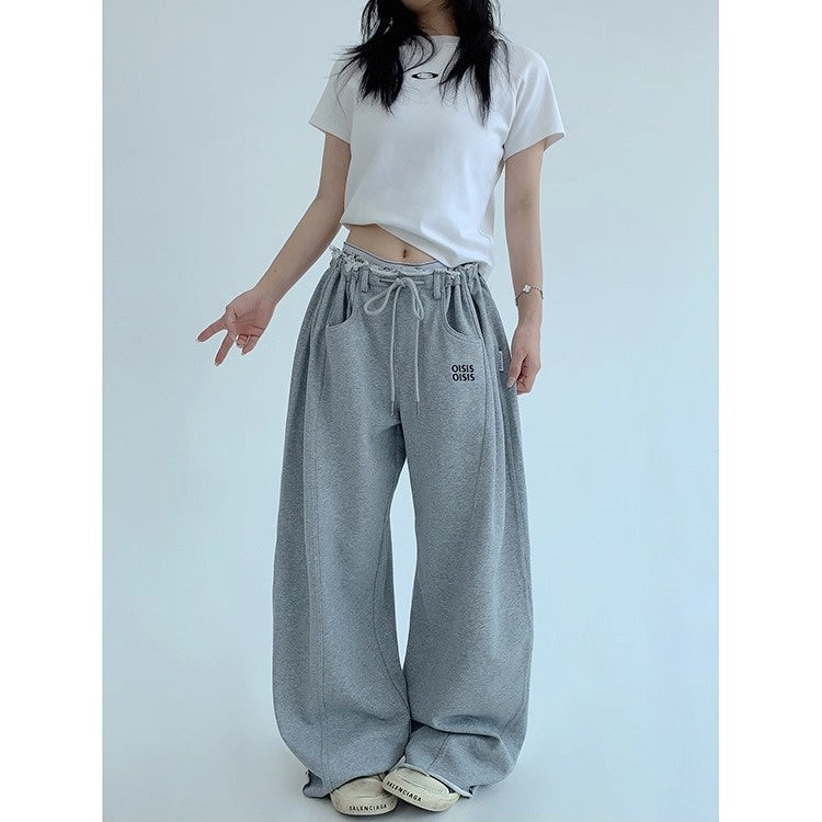 Raw Edge Wide-leg Sweat Pants OS2052