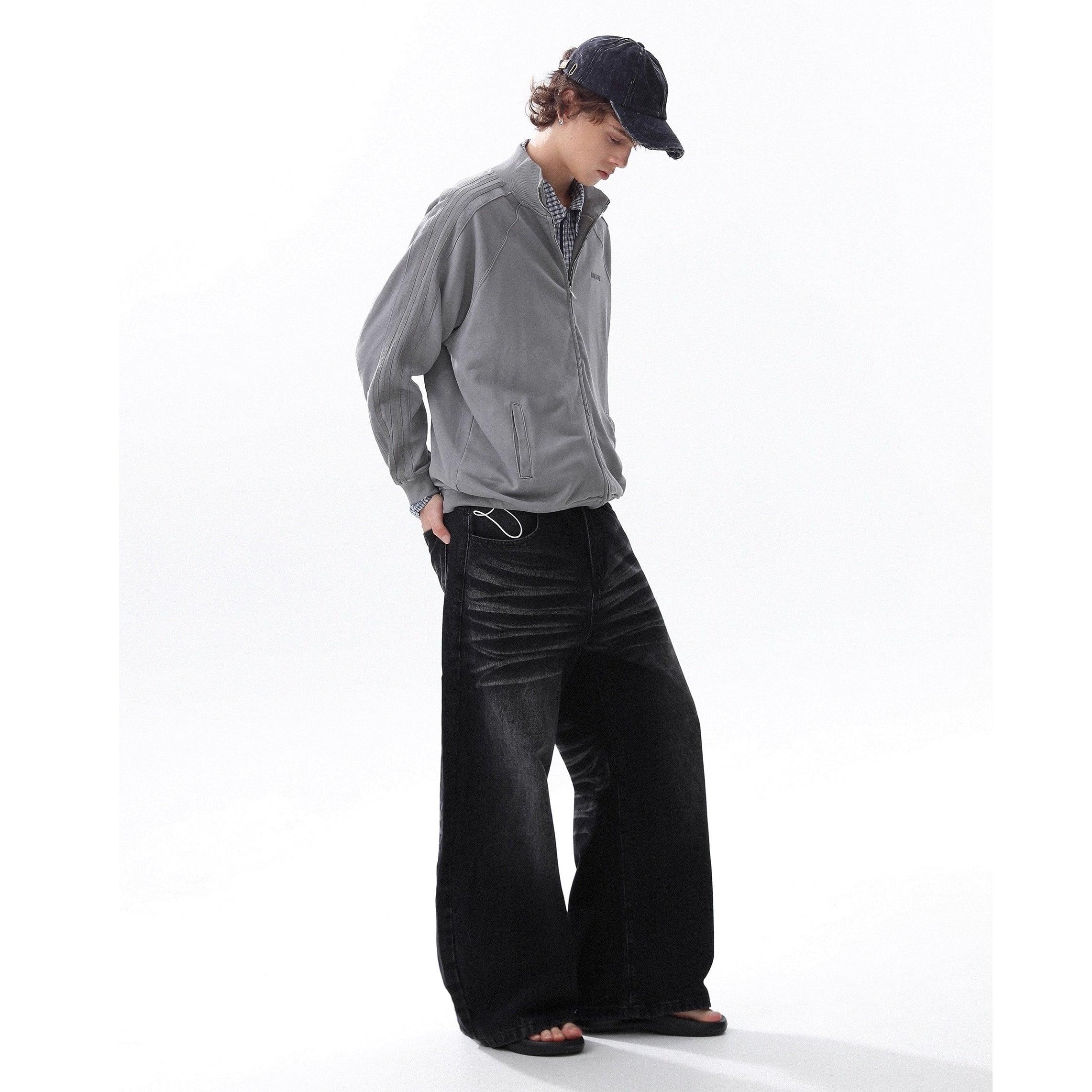Patchwork Three Bar Stand Collar Jacket MR8026