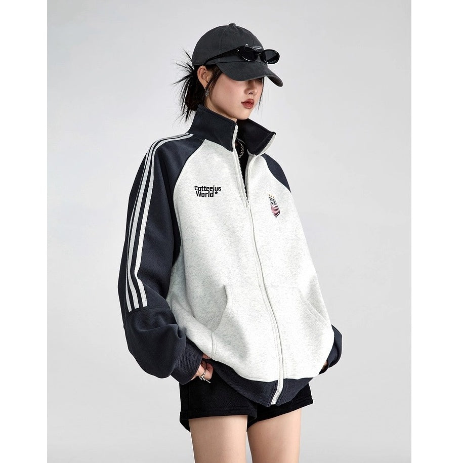 Stand-Collar Sports Sweat Zip Jacket IC9117