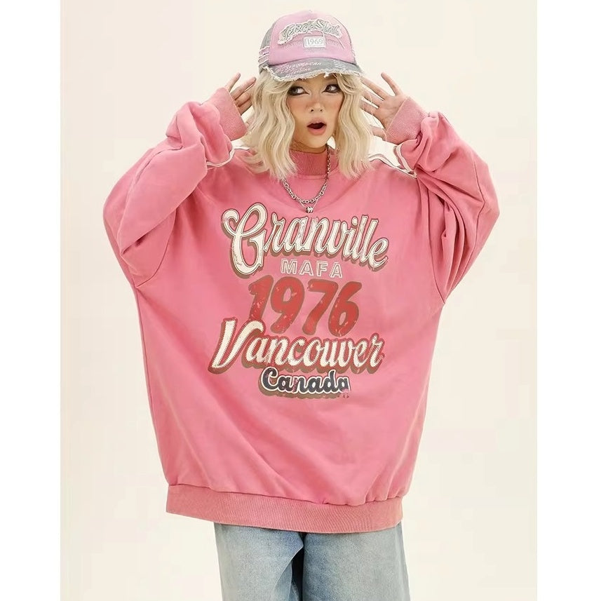 Three-bar Distressed Letter Print Sweat MW10382
