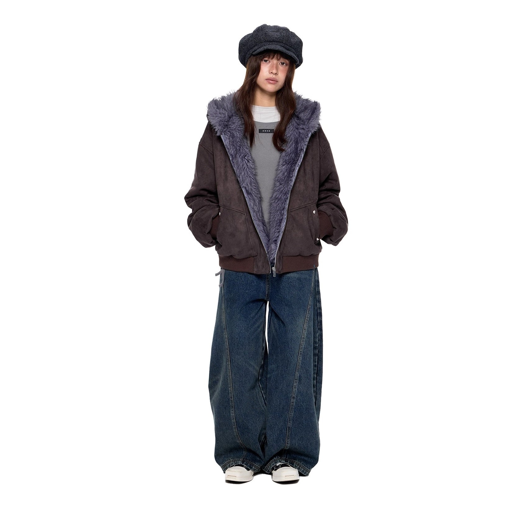 Cat Ear Fluffy Imitation Suede Hooded Jacket EZ250