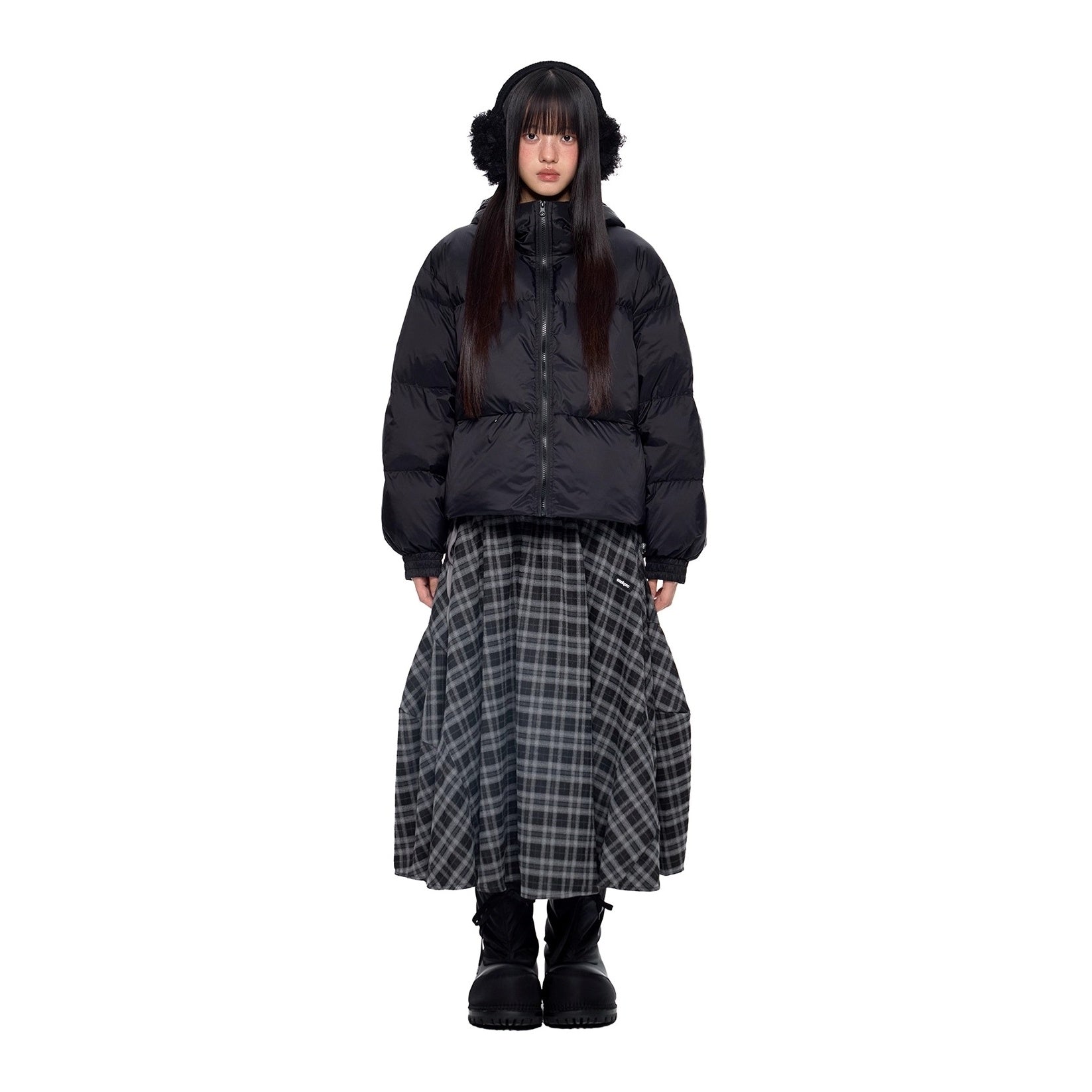 Small Ear Hooded Short Down Jacket EZ251