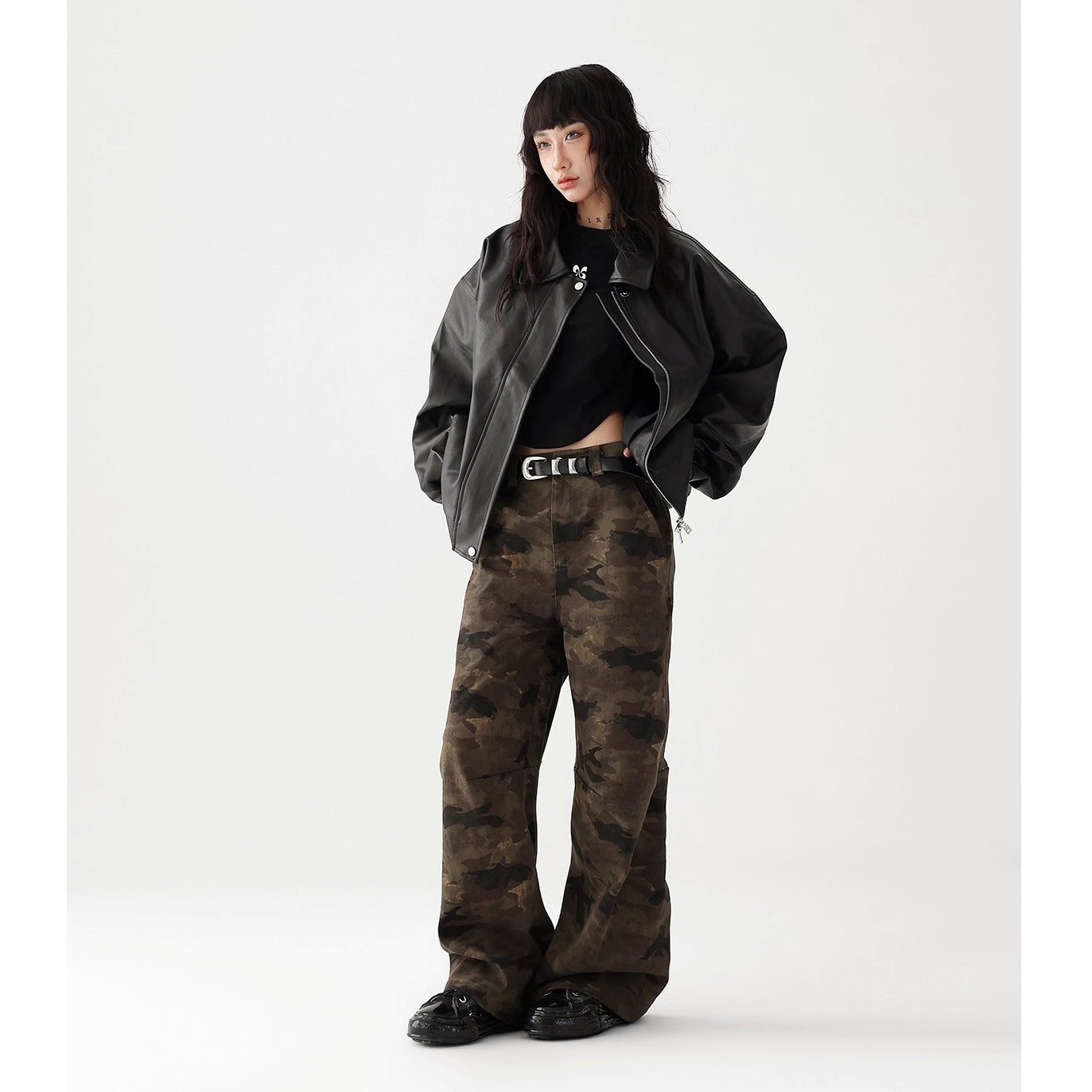 Camouflage Work Wide Straight Pants AC7122