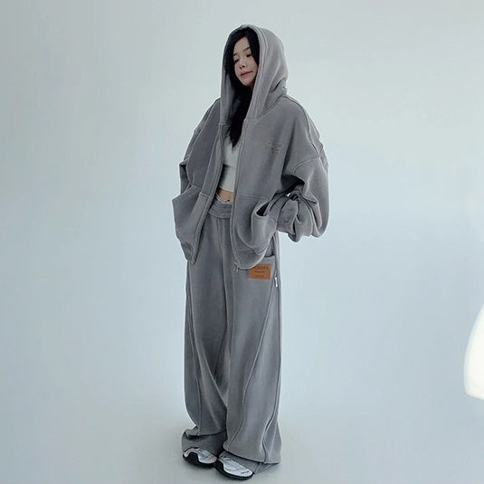 【上下別売り】Relaxed Simple Fleece Hooded Jacket ＆ Pants Set-up OS2077