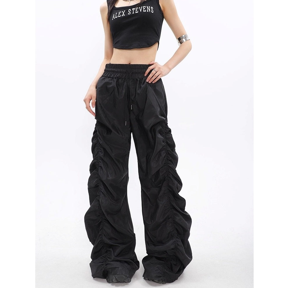 Side Gather High-waisted Loose Long Pants MW10256