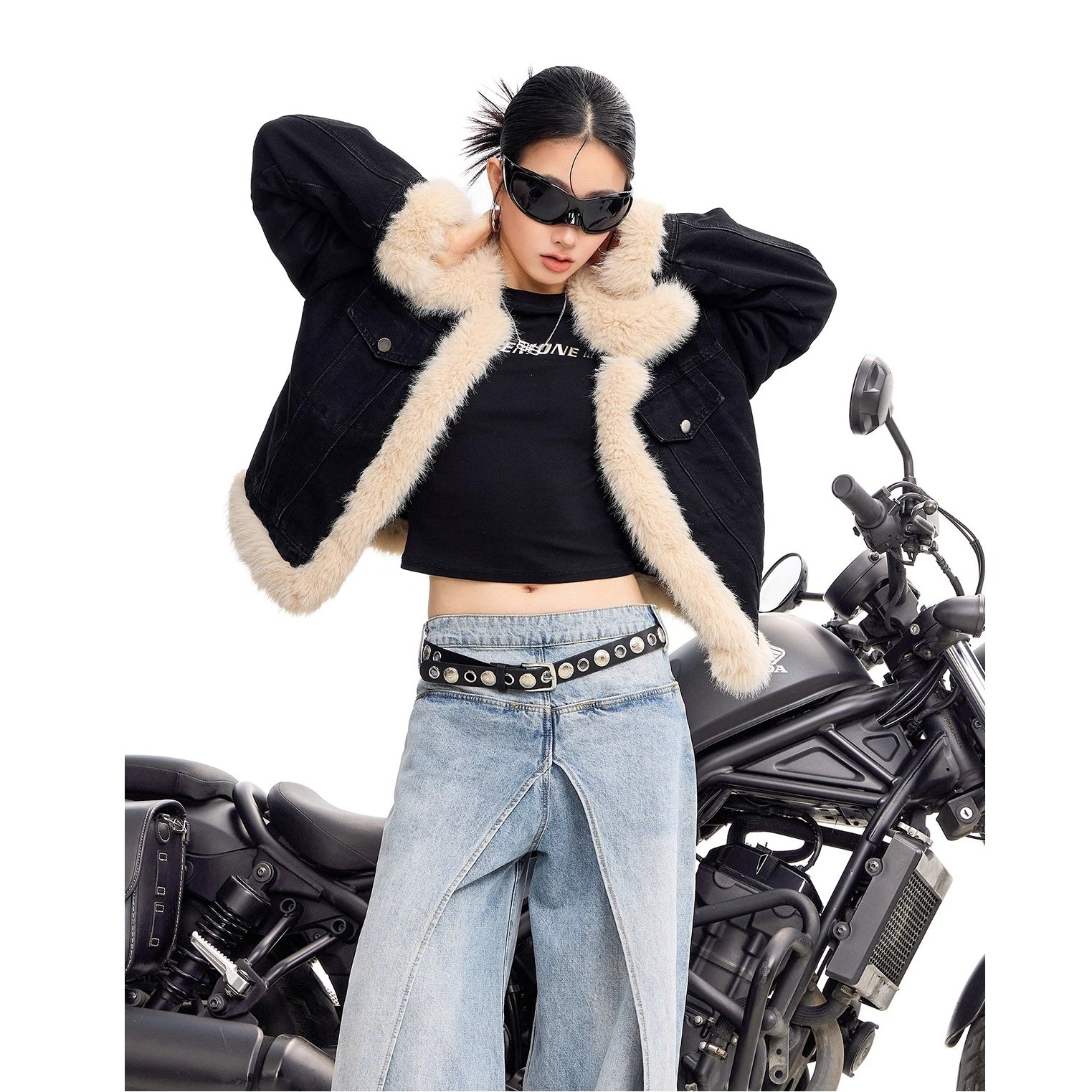 Fur Collar Denim Jacket IC9121