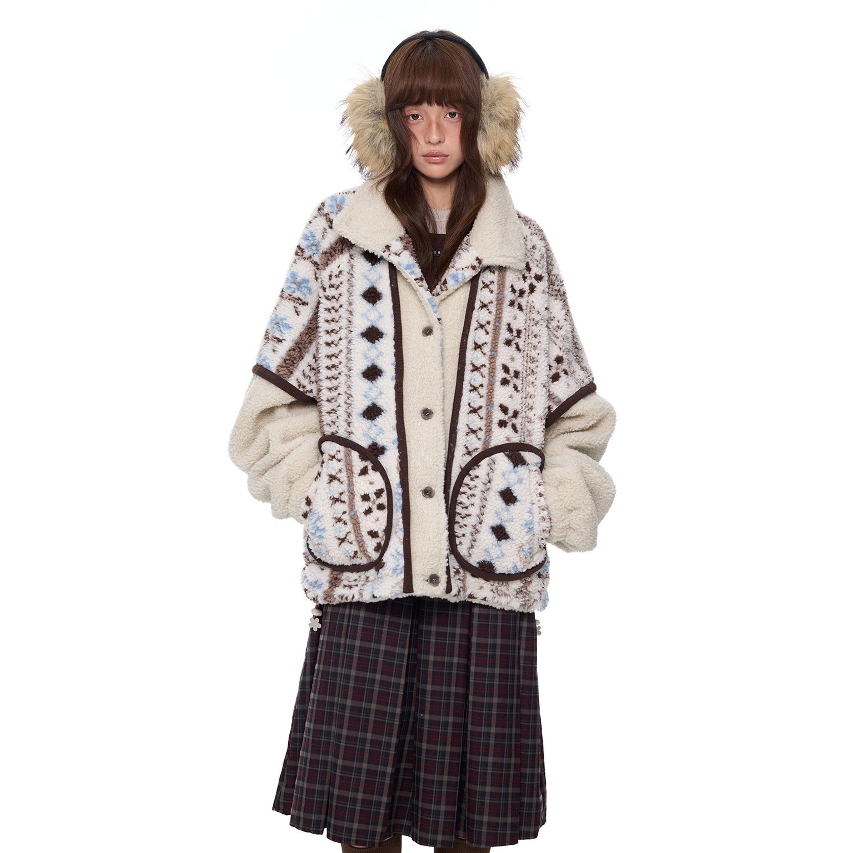 Ethnic Style Polar Fleece Stand Collar Jacket EZ277