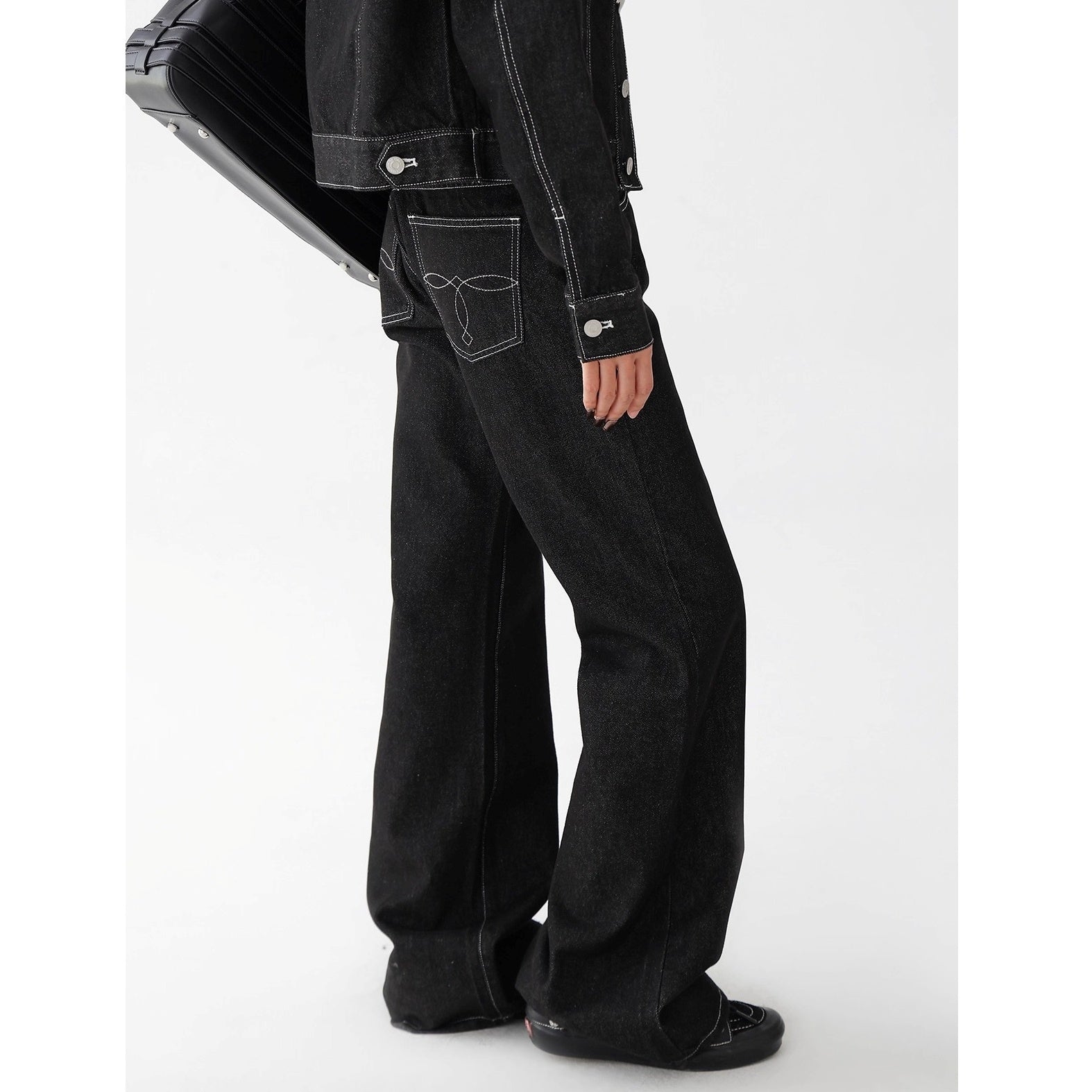【上下別売り】Mock Neck Short Denim Jacket & Straight Jeans Set-up AC7141