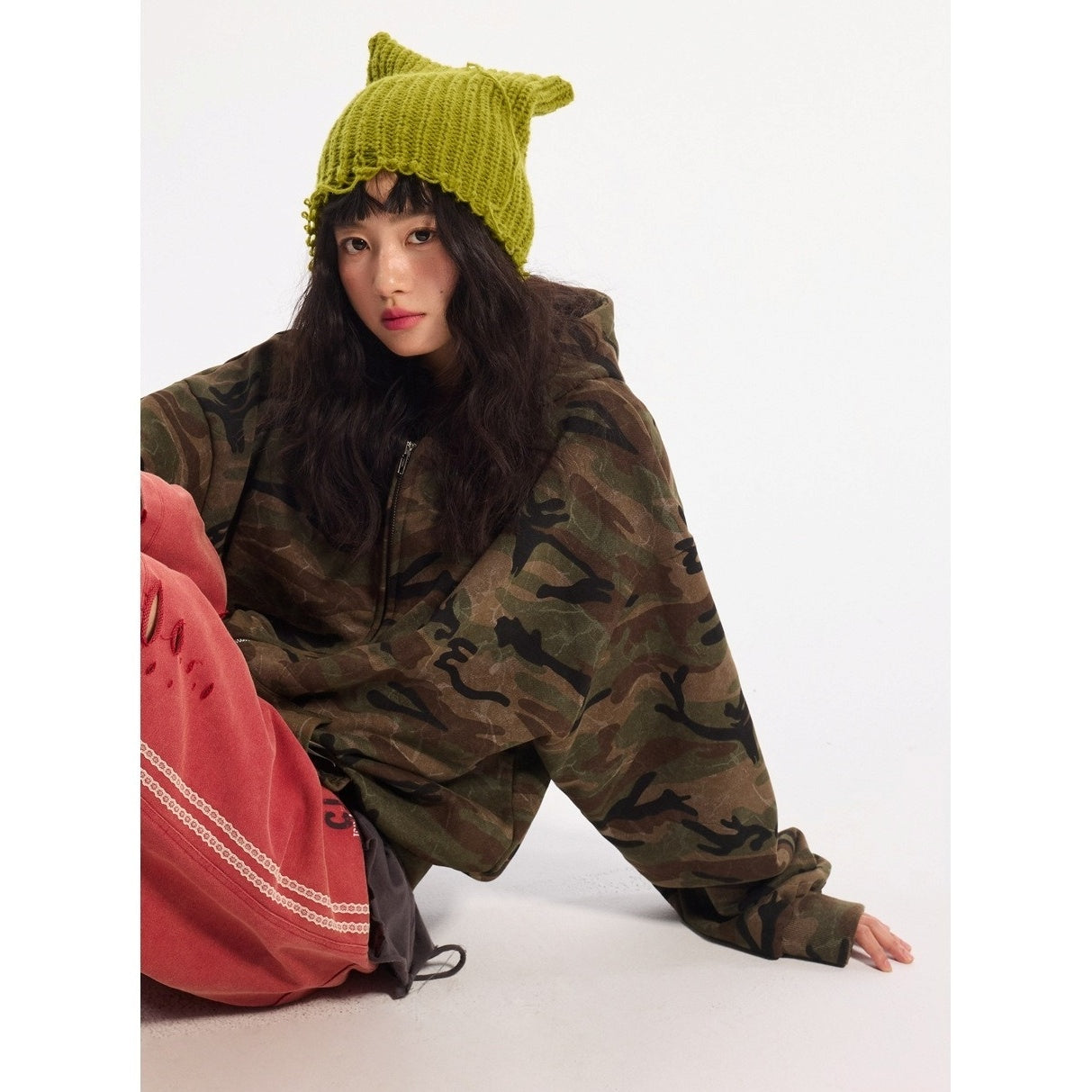 Wash Camouflage Hooded Sweat Jacket MW10309