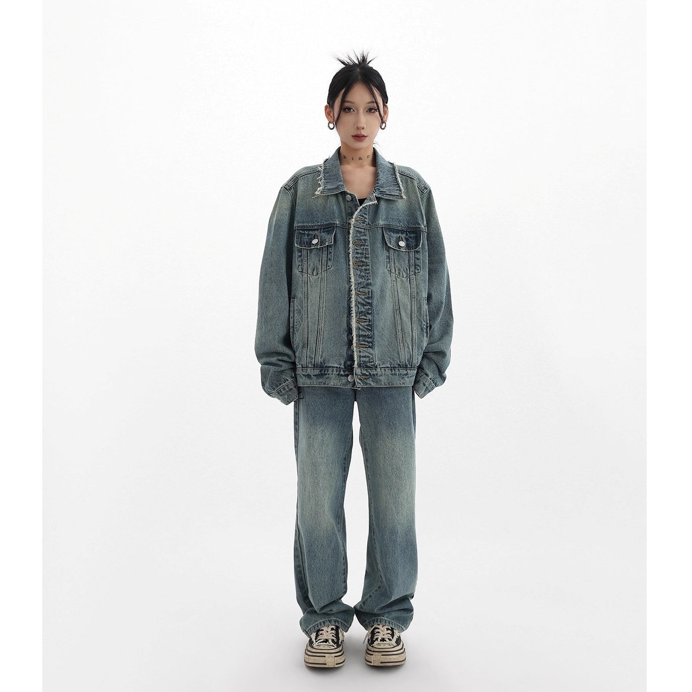 【上下別売り】Vintage Distressed Denim Jacket & Jeans Set-up AC7018