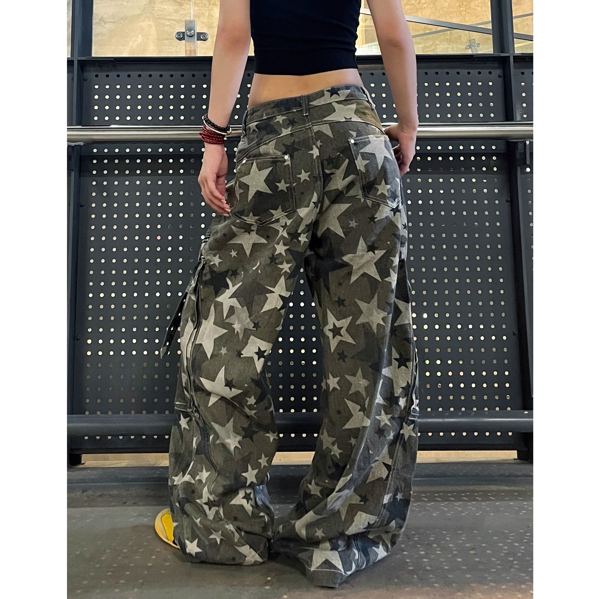 Slant Zip Pocket Wide-leg Cargo Pants VI2012