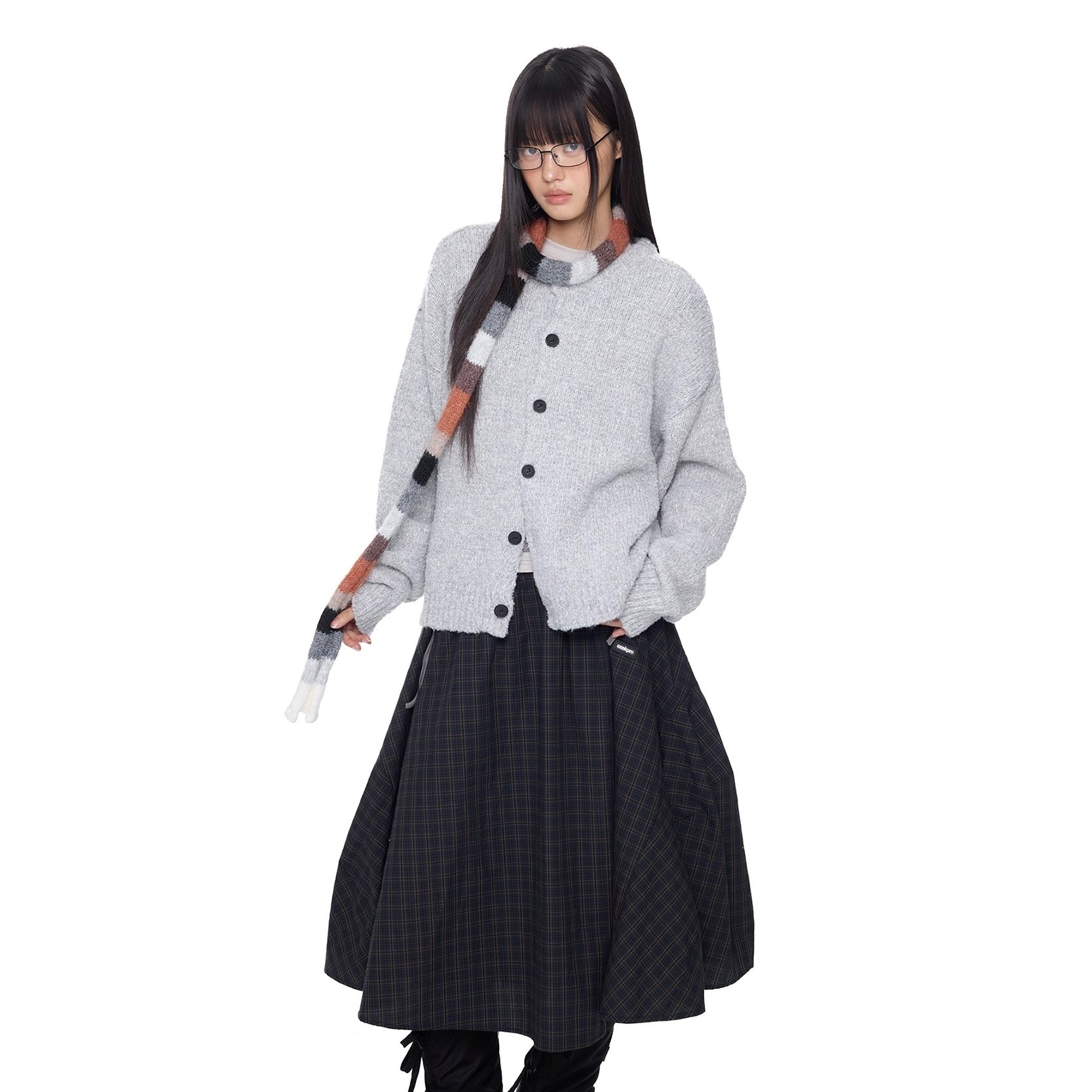 Lazy Style Crew Neck Knit Cardigan EZ267