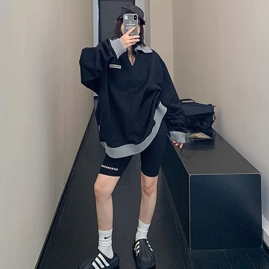 Contrast Lib Collar Loose Sweat OS2057