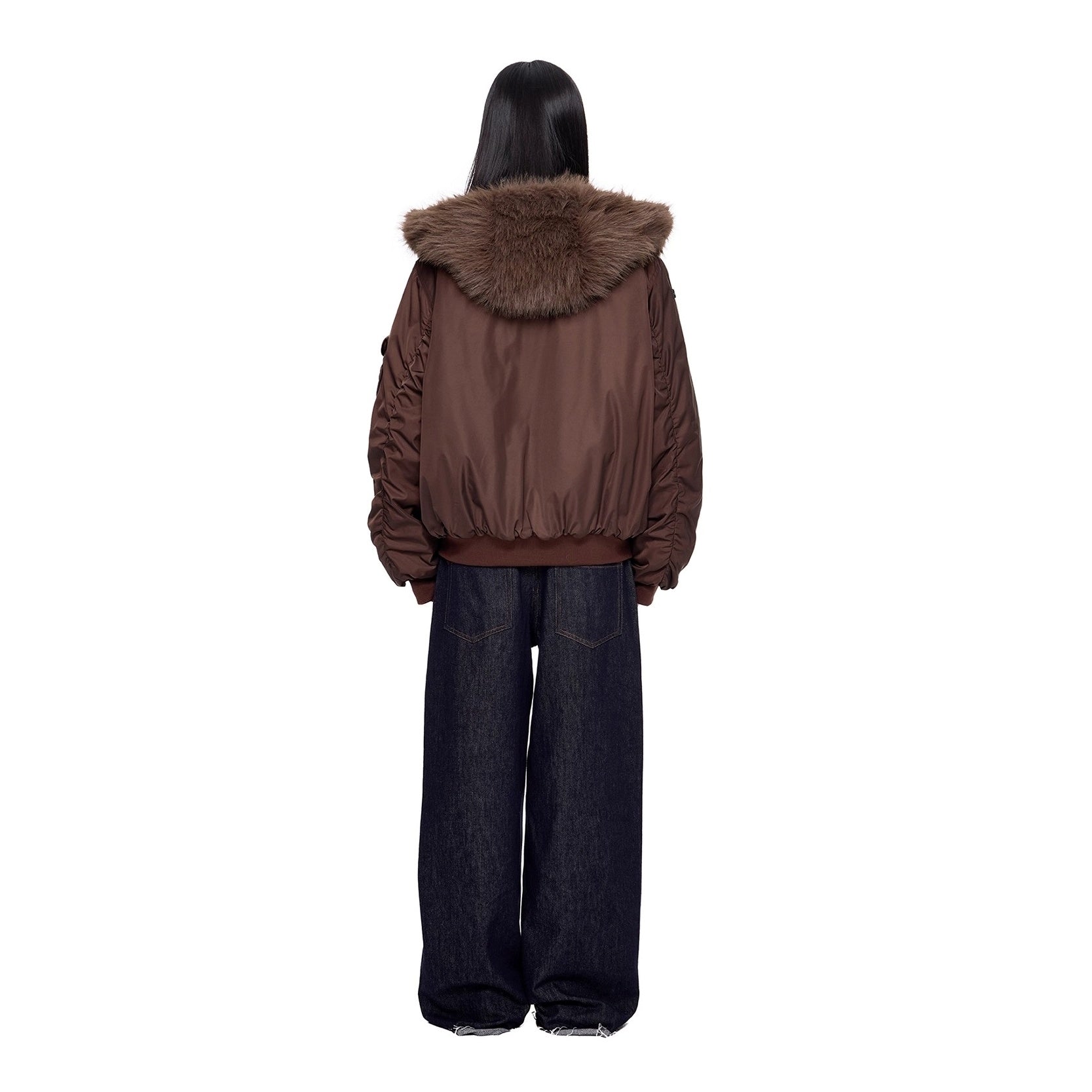 Scarf Design Zip Hooded Blouson EZ248