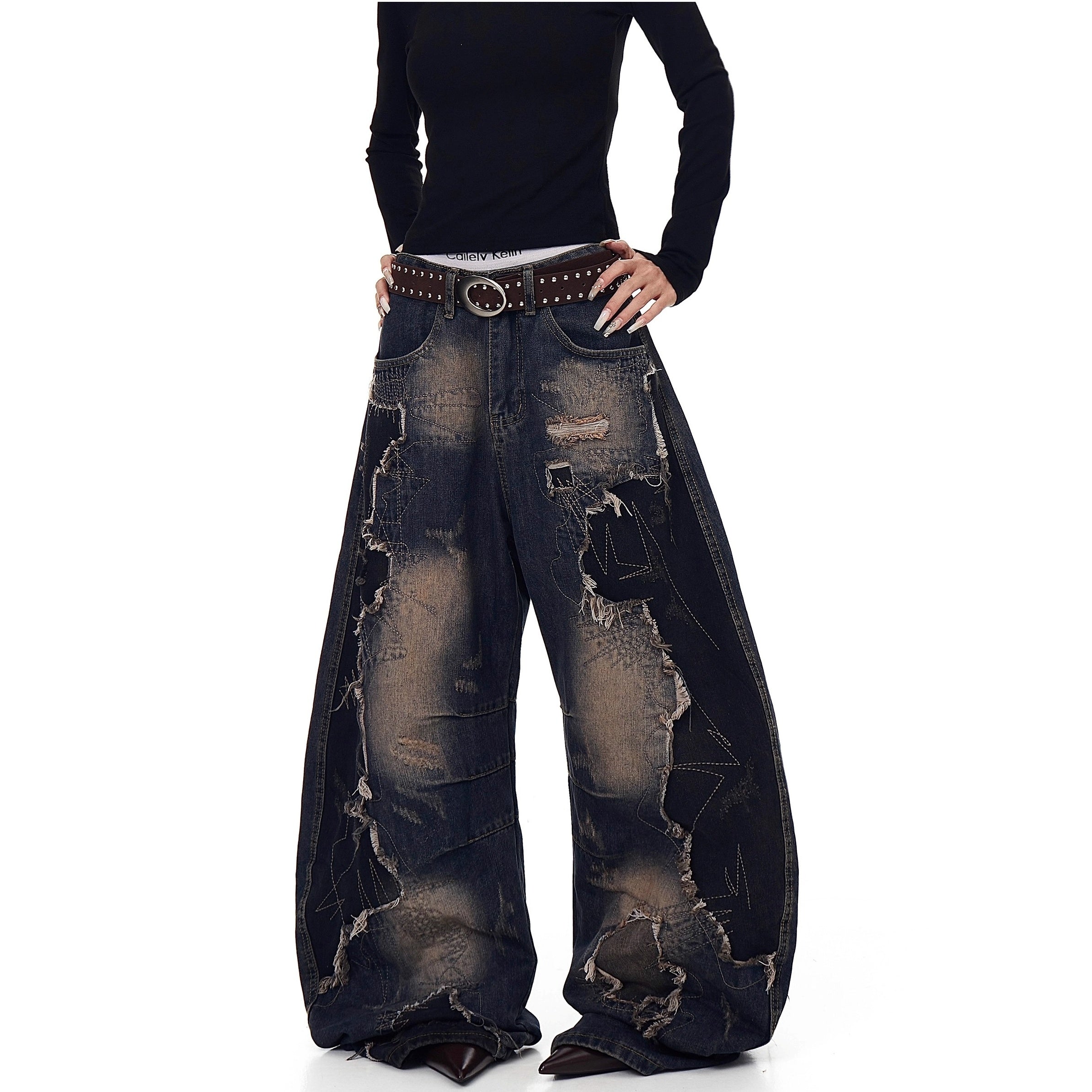 Raw Edge Deconstruction Scimitar Jeans BK7037