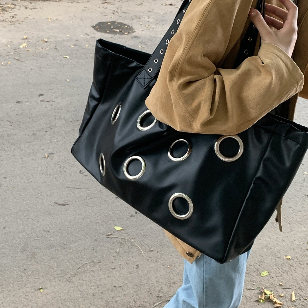 PU Leather Eyelet Large Tote Bag BA044