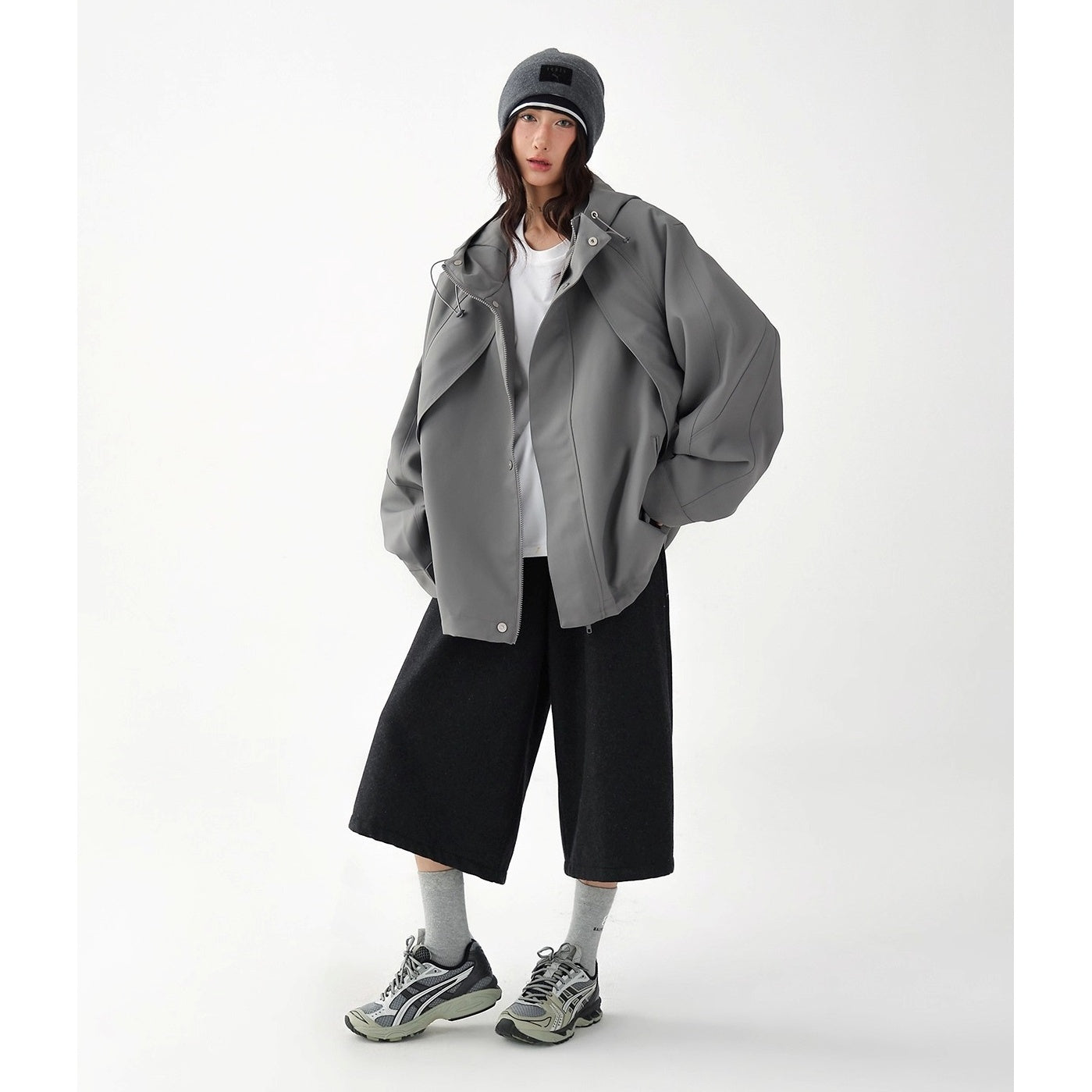 Oversize Short Hooded Jacket AC7164