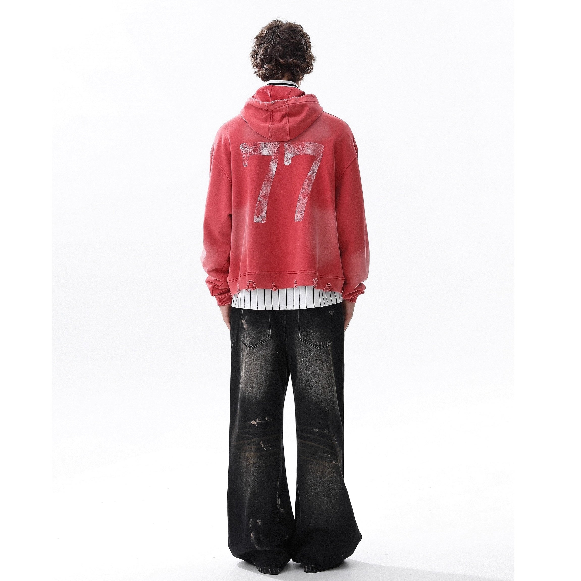 RhineStone Letter Print Damage Hoodie MR8025