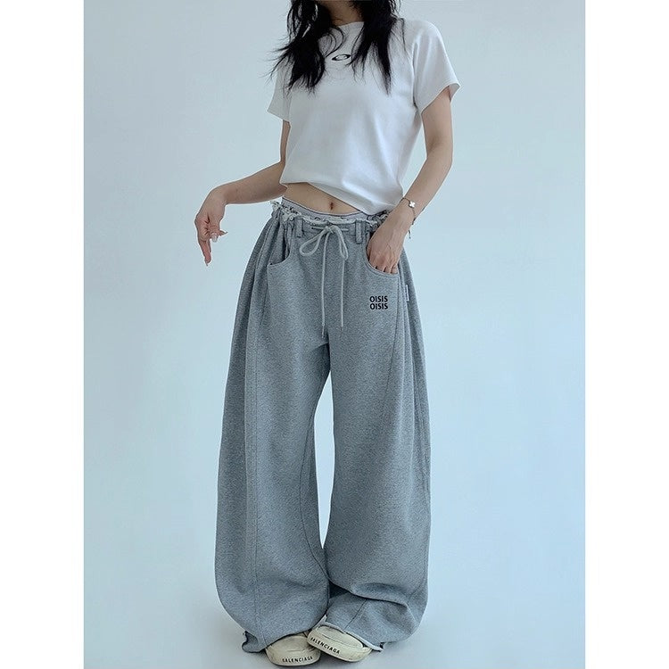 Raw Edge Wide-leg Sweat Pants OS2052