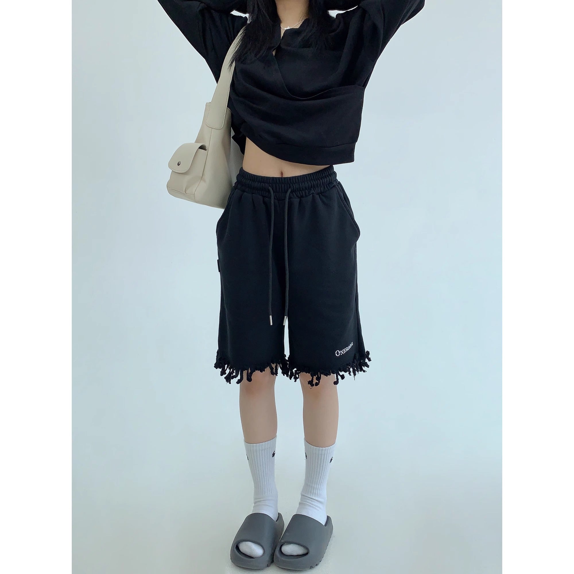 Hem Cut Tassel Sweat Shorts MW10150