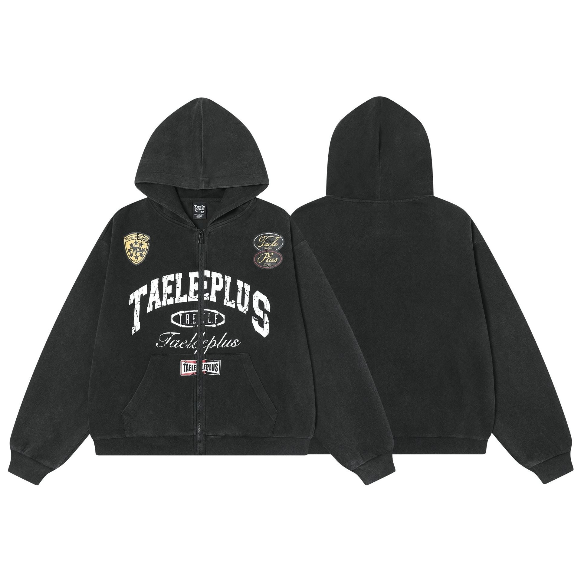 Letter Print Washed Hoodie Jacket MW10276