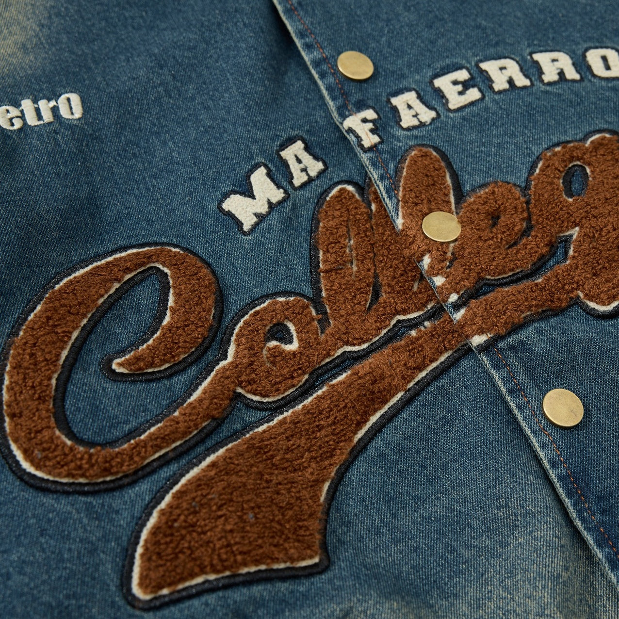 Retro Washed Embroidered Denim Baseball Jacket MW10303