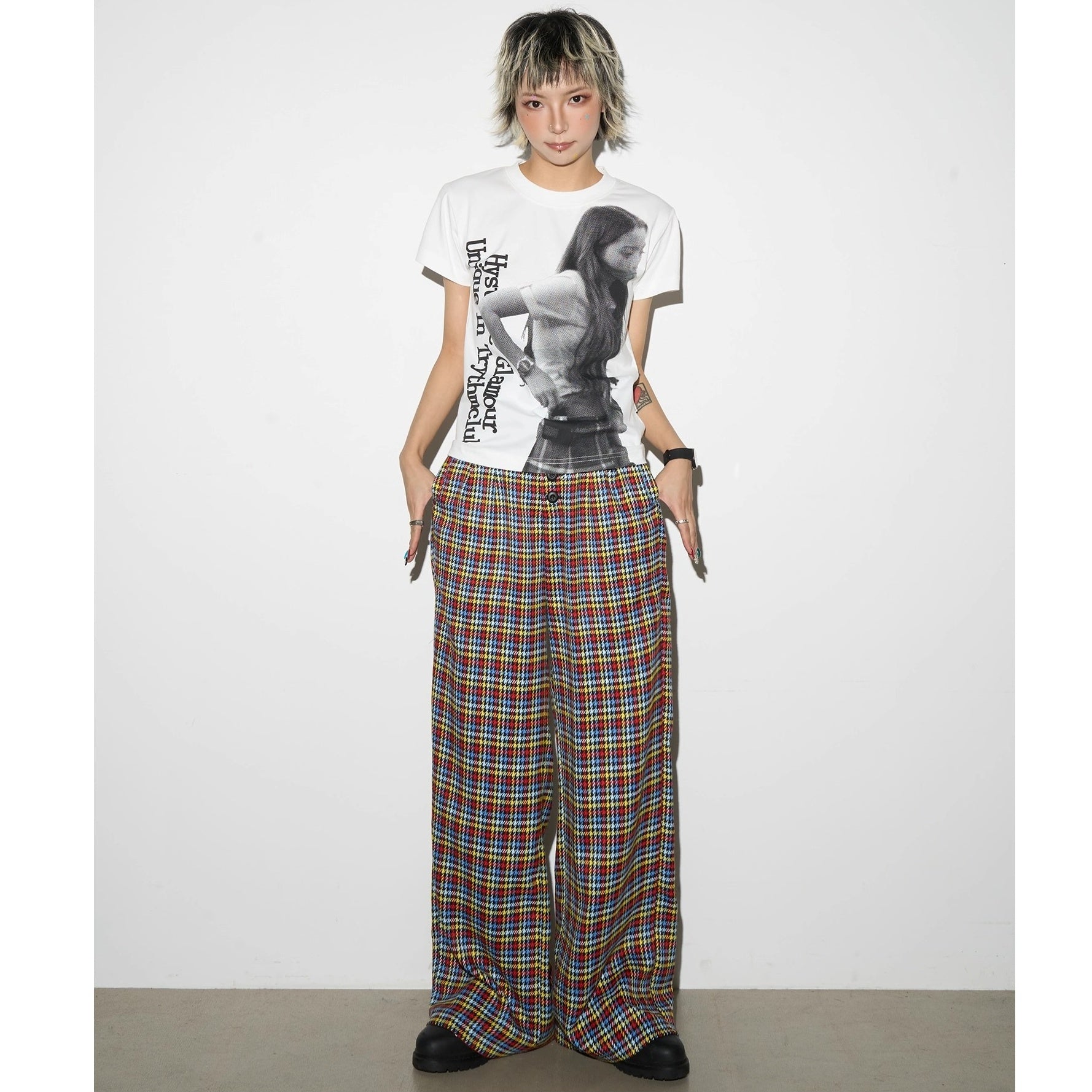 Portrait Letter Print Slim T-shirt MN9019