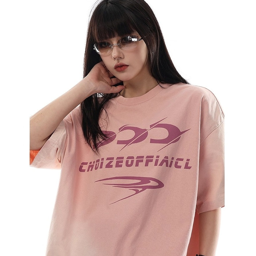 Wash Gradient Letter T-Shirt VI2001