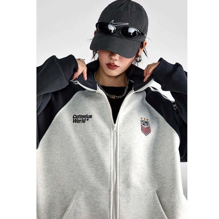 Stand-Collar Sports Sweat Zip Jacket IC9117