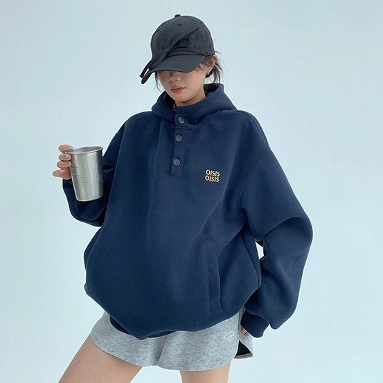 Half-Button Relaxation Hoodie OS2032