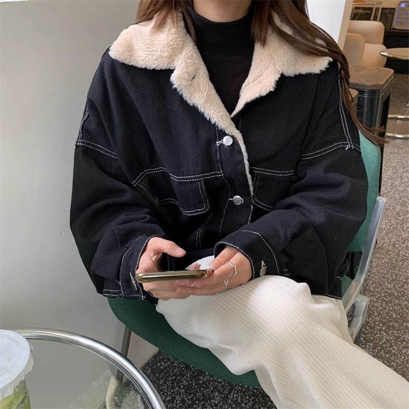 Fur Collar Loose Denim Jacket MW10296