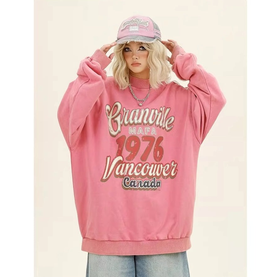 Three-bar Distressed Letter Print Sweat MW10382