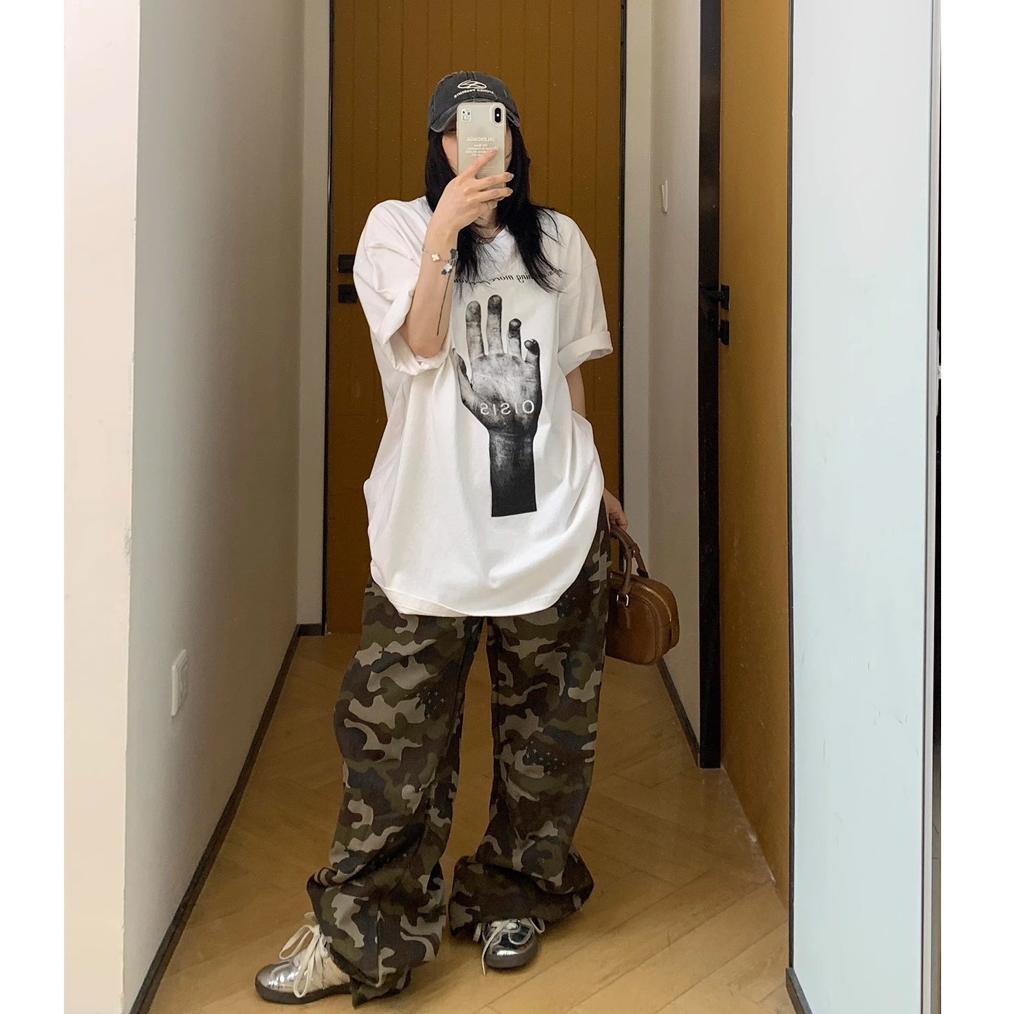 Wash Camouflage Straight Wide-leg Pants MW10154