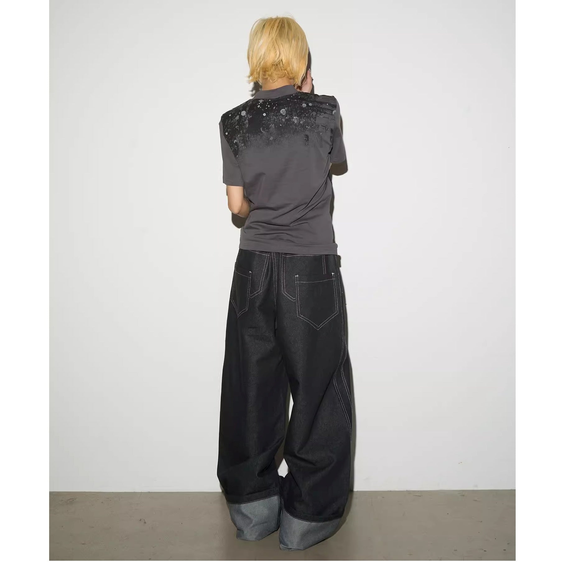【上下別売り】Monogram Print Short-sleeved Denim Jacket & Jeans Set-up MN9021
