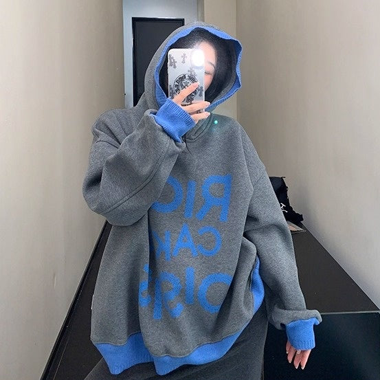 Lib Trim Design Contrast  Sweat Hoodie OS2060