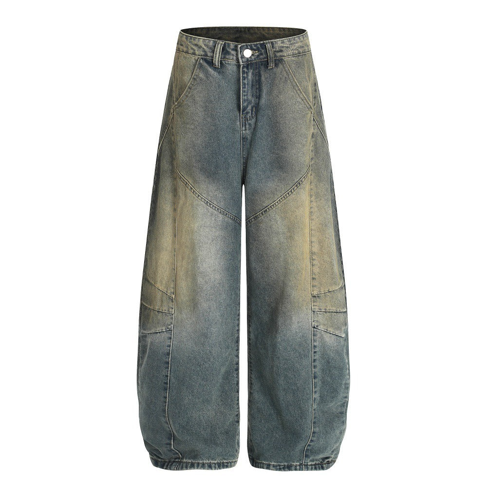 Wash Three-dimensional Deconstruction Loose Curve Jeans MW10268