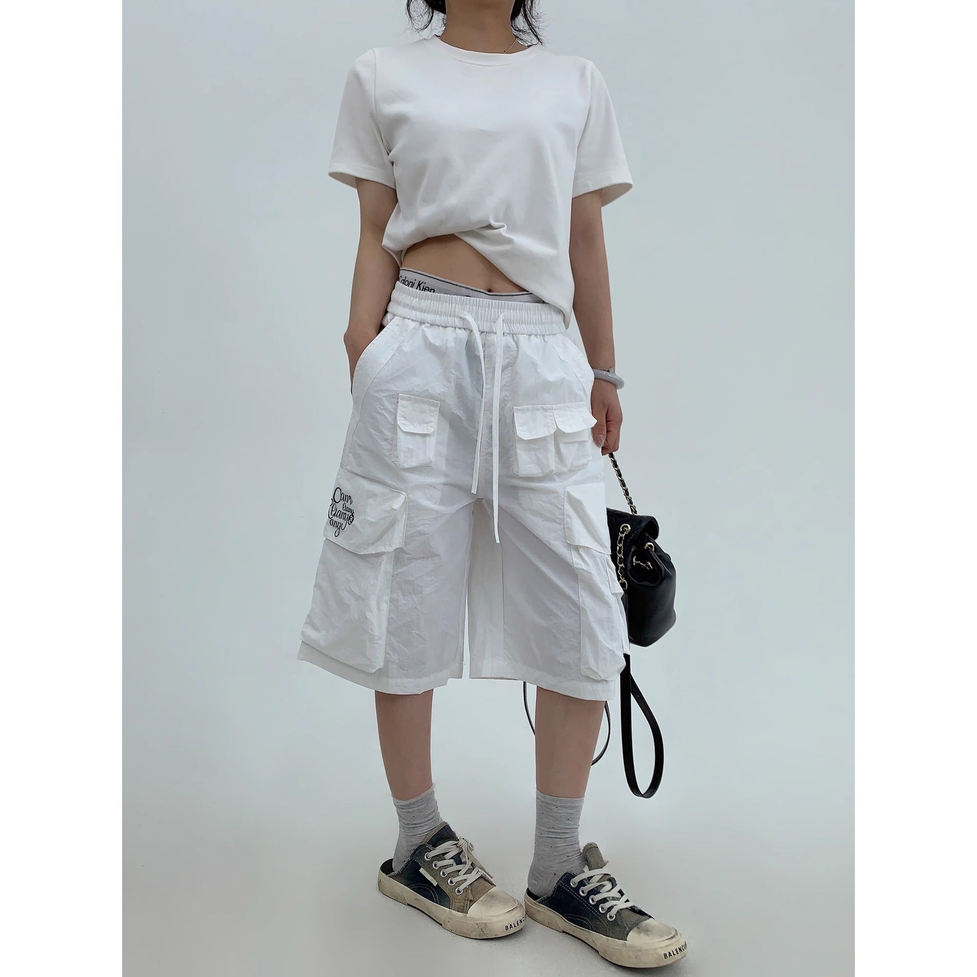 Embroidery Loose Half Cargo Pants MW10173