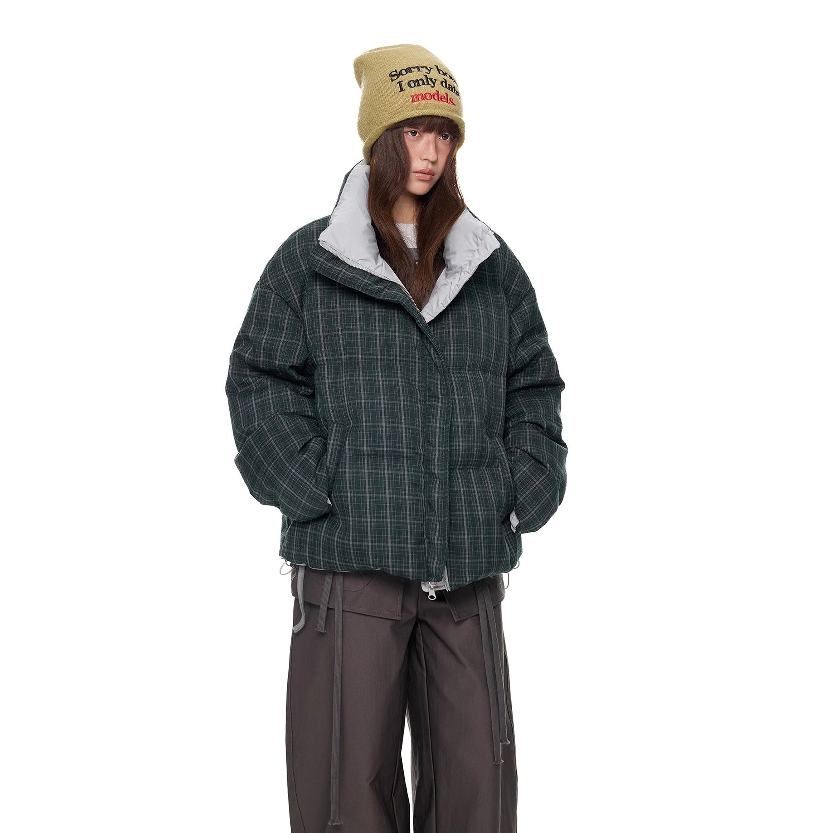 Reversible Plaid Down Jacket EZ299
