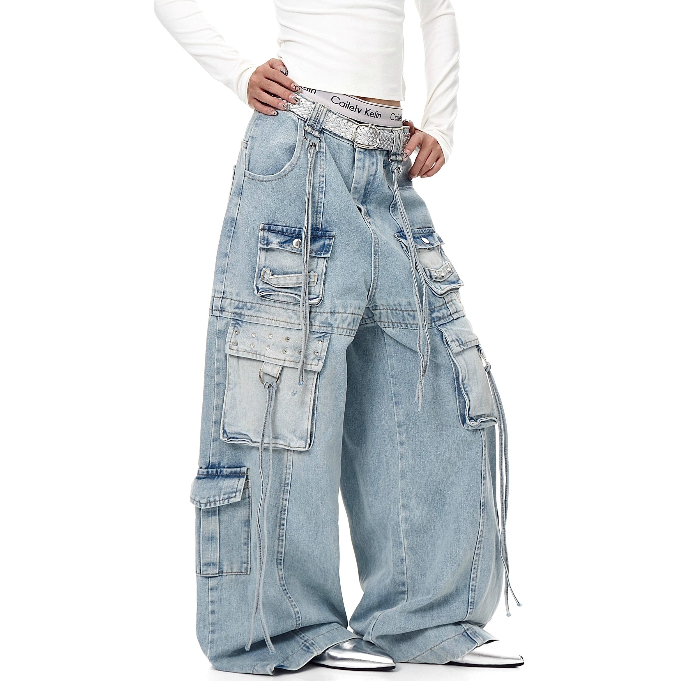 Washed Heavy Industry Cargo Jeans BK7009