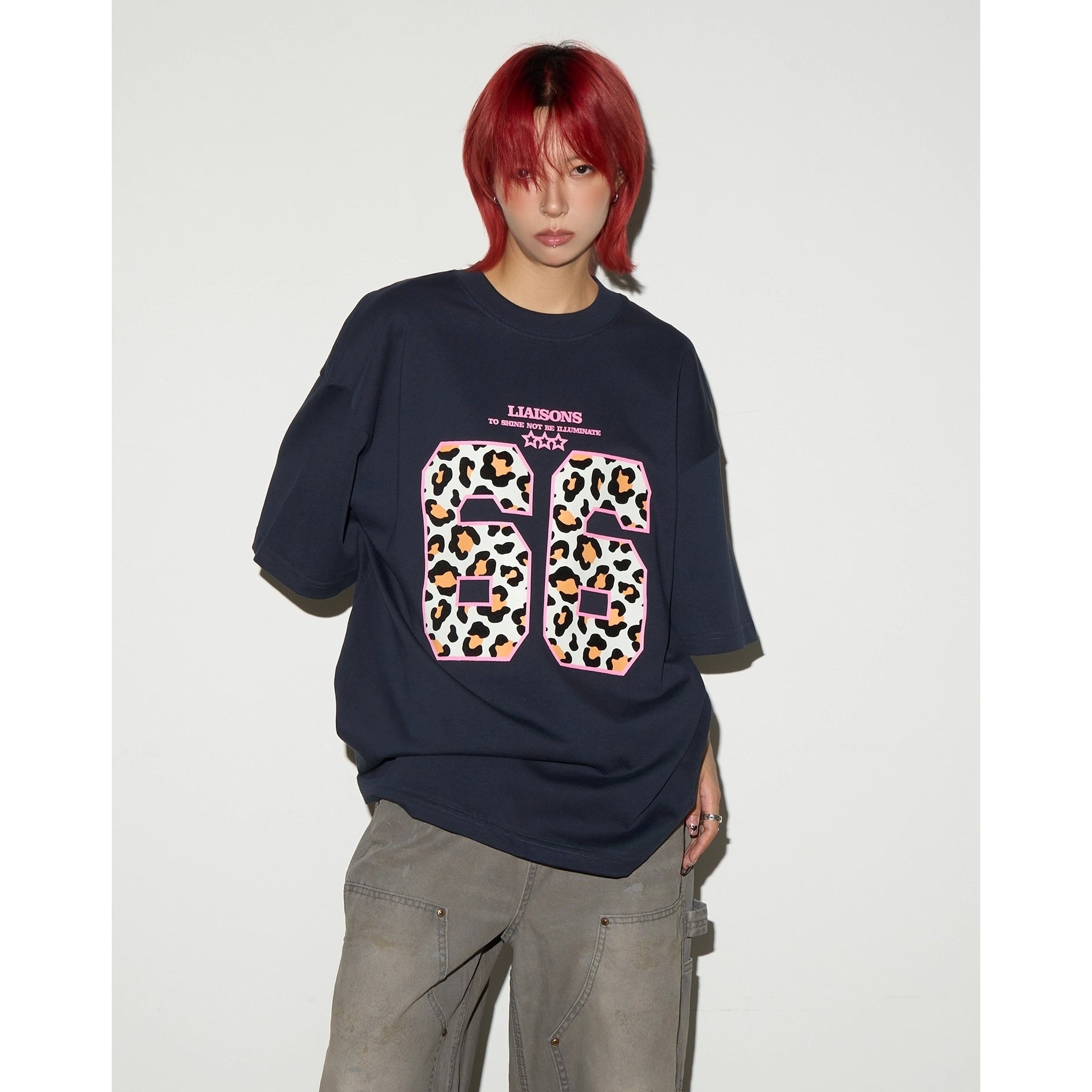 Flocked Leopard Print T-Shirt MN9009
