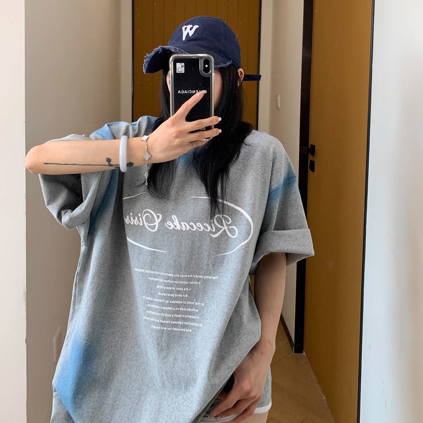 Spray Letters Print OverSize T-Shirt MW10177
