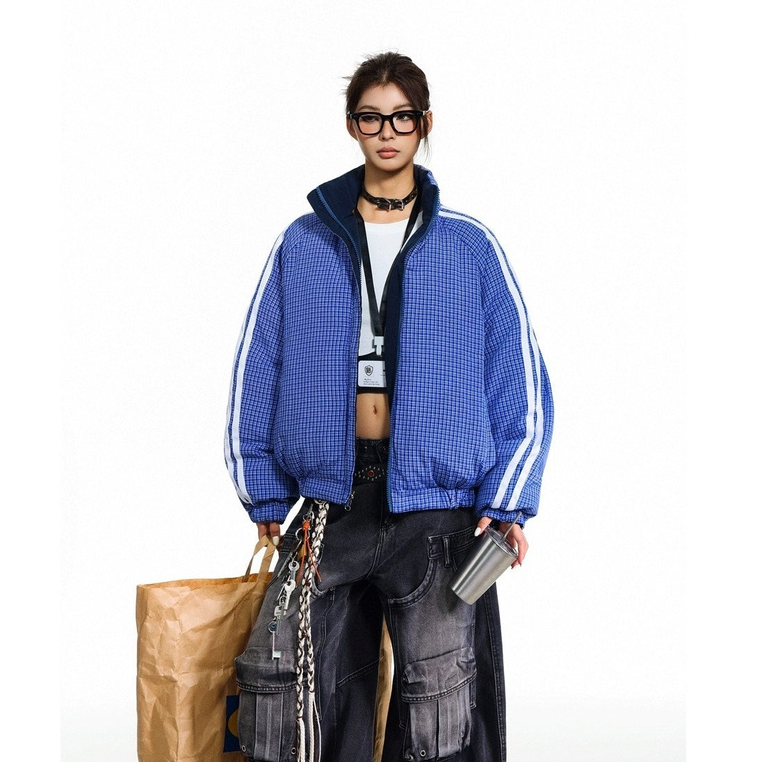 Reversible Plaid Padded Jacket MY30