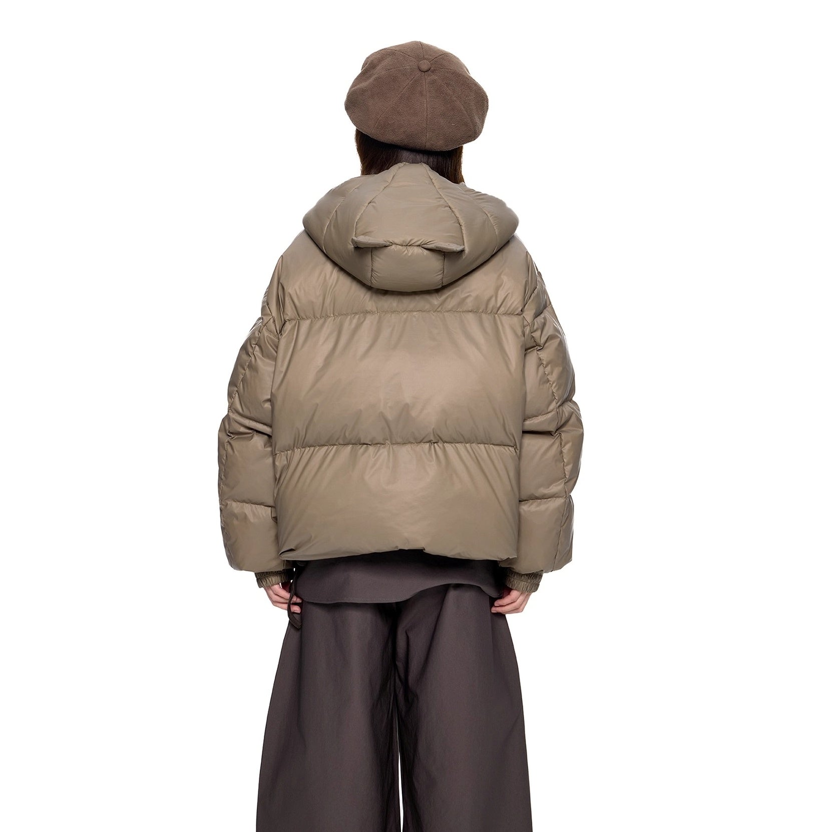 Small Ear Hooded Short Down Jacket EZ251