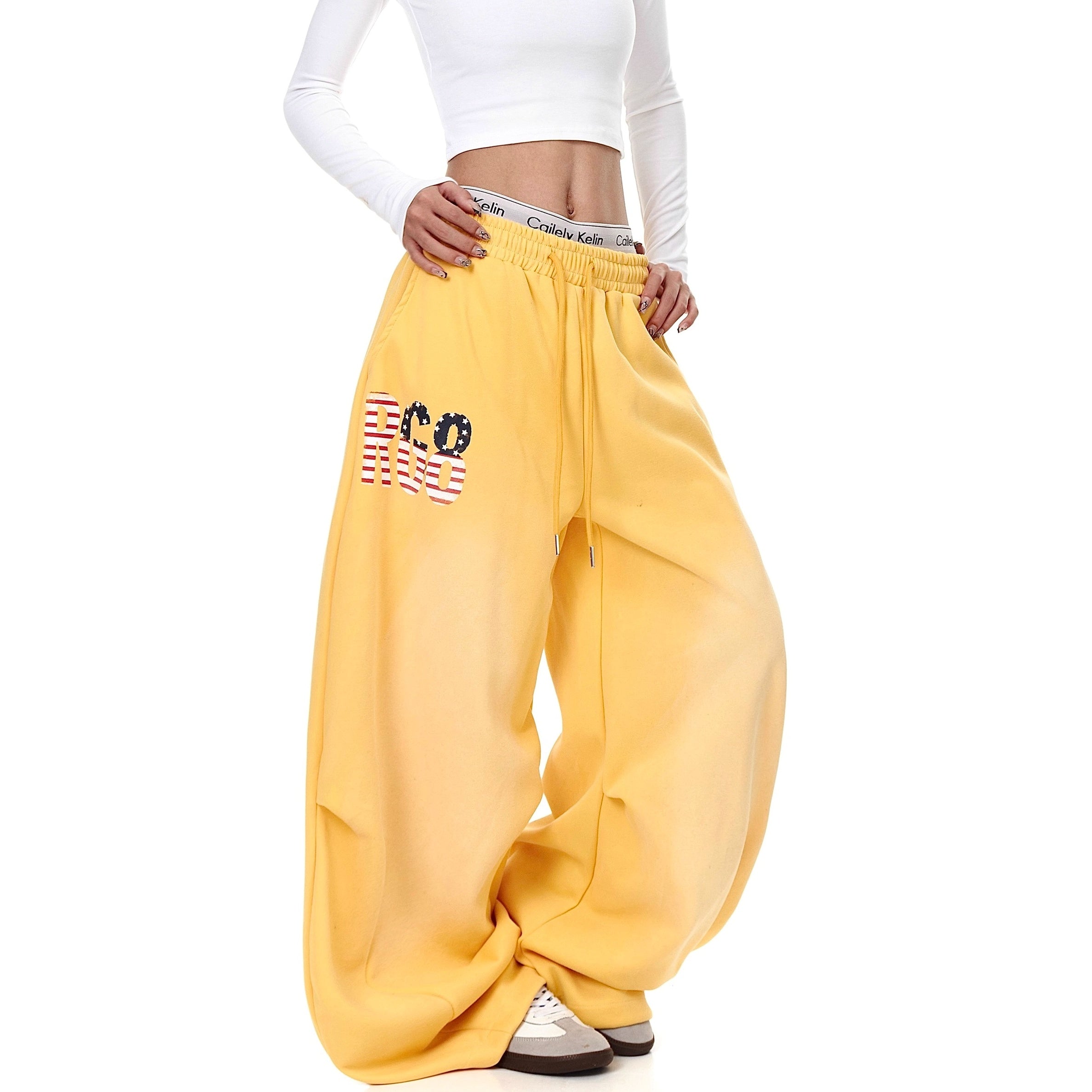 American Letter Print Loose Sweat Pants BK7012