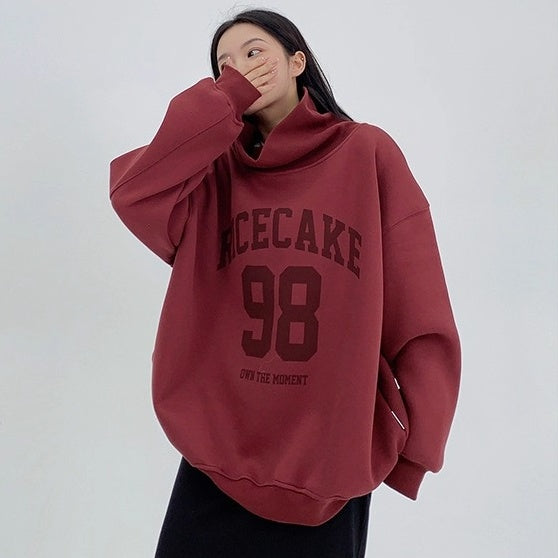 Turtleneck Number Logo Oversize Sweat OS2069