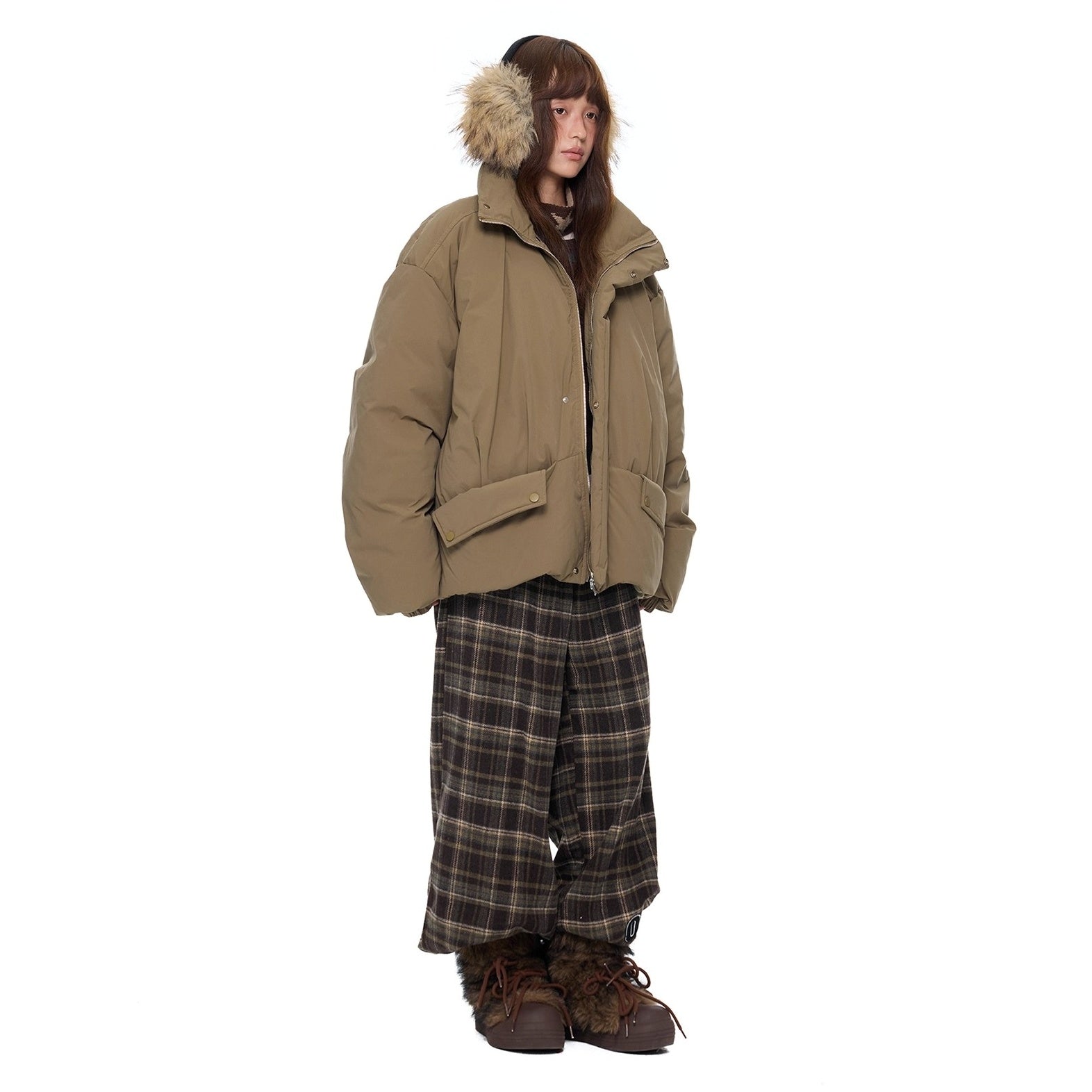 Design Pocket Stand Collar Down Jacket EZ296