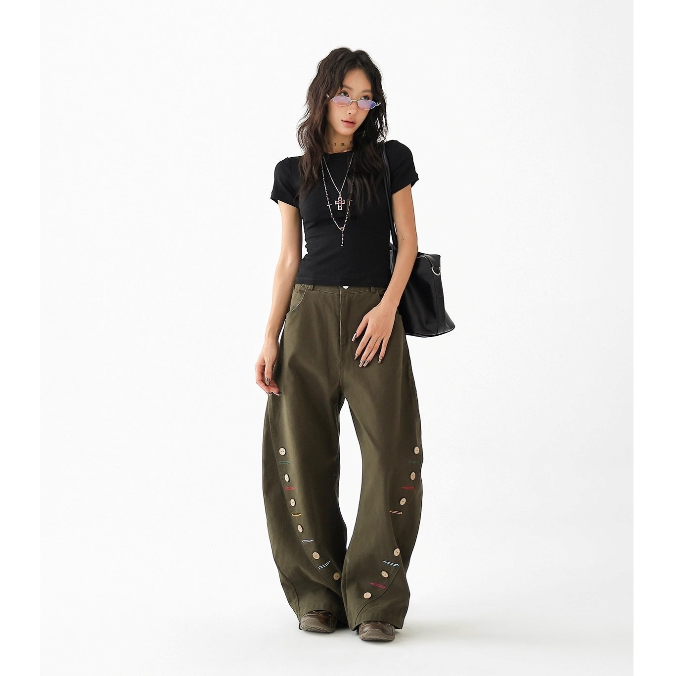 Vintage Button-Embellished Curve Jeans AC7133
